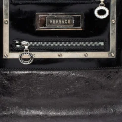 Versace Black Patent And Leather Hit Satchel For Women -Versace Official Website luxury women versace used handbags p373283 008