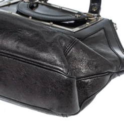 Versace Black Patent And Leather Hit Satchel For Women -Versace Official Website luxury women versace used handbags p373283 010