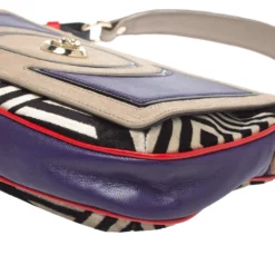 Versace Multicolor Printed Leather, Velvet And Suede Palazzo Flap Shoulder Bag For Women -Versace Official Website luxury women versace used handbags p373511 001