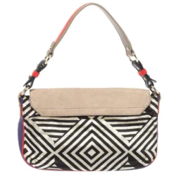 Versace Multicolor Printed Leather, Velvet And Suede Palazzo Flap Shoulder Bag For Women -Versace Official Website luxury women versace used handbags p373511 003