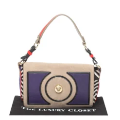 Versace Multicolor Printed Leather, Velvet And Suede Palazzo Flap Shoulder Bag For Women -Versace Official Website luxury women versace used handbags p373511 010