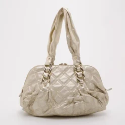 Versace Metallic Quilted Logo Leather Satchel For Women -Versace Official Website luxury women versace used handbags p37449 004