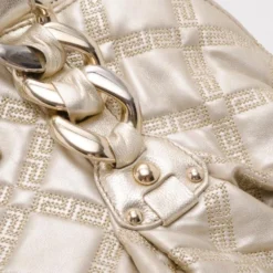 Versace Metallic Quilted Logo Leather Satchel For Women -Versace Official Website luxury women versace used handbags p37449 009