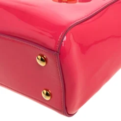 Versace Neon Pink Patent Leather Medusa Medallion Tote For Women -Versace Official Website luxury women versace used handbags p374974 001