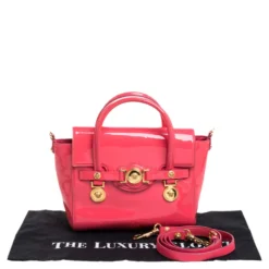 Versace Neon Pink Patent Leather Medusa Medallion Tote For Women -Versace Official Website luxury women versace used handbags p374974 005