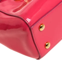 Versace Neon Pink Patent Leather Medusa Medallion Tote For Women -Versace Official Website luxury women versace used handbags p374974 011