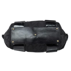 Versace Black Fabric And Patent Leather Medusa Logo Tote For Women -Versace Official Website luxury women versace used handbags p375035 008