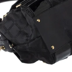 Versace Black Fabric And Patent Leather Medusa Logo Tote For Women -Versace Official Website luxury women versace used handbags p375035 011