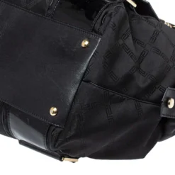 Versace Black Fabric And Patent Leather Medusa Logo Tote For Women -Versace Official Website luxury women versace used handbags p375035 012