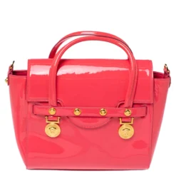 Versace Pink Patent Leather Medusa Medallion Tote For Women -Versace Official Website luxury women versace used handbags p375533 004