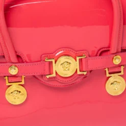 Versace Pink Patent Leather Medusa Medallion Tote For Women -Versace Official Website luxury women versace used handbags p375533 008