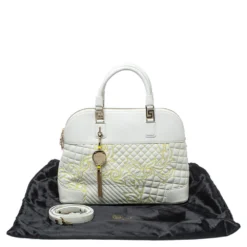 Versace White Barocco Quilted Leather Athena Vanitas Satchel For Women -Versace Official Website luxury women versace used handbags p375770 001
