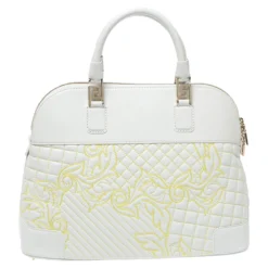 Versace White Barocco Quilted Leather Athena Vanitas Satchel For Women -Versace Official Website luxury women versace used handbags p375770 003