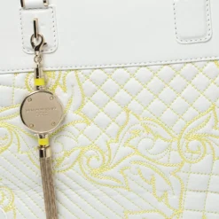 Versace White Barocco Quilted Leather Athena Vanitas Satchel For Women -Versace Official Website luxury women versace used handbags p375770 008