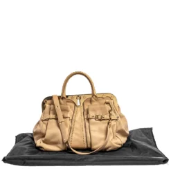 Versace Beige Leather Studded Frame Satchel For Women -Versace Official Website luxury women versace used handbags p377251 002