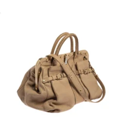 Versace Beige Leather Studded Frame Satchel For Women -Versace Official Website luxury women versace used handbags p377251 006