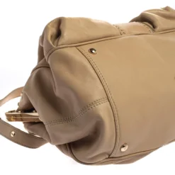 Versace Beige Leather Studded Frame Satchel For Women -Versace Official Website luxury women versace used handbags p377251 007