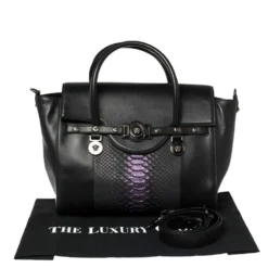 Versace Black Python And Leather Large Signature Tote For Women -Versace Official Website luxury women versace used handbags p377929 003