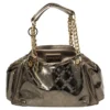 Versace Metallic Olive Green Signature Patent And Leather Chain Detail Satchel For Women