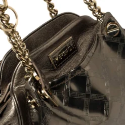 Versace Metallic Olive Green Signature Patent And Leather Chain Detail Satchel For Women -Versace Official Website luxury women versace used handbags p382010 008