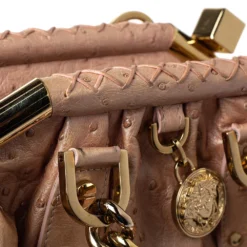 Versace Peach Ostrich Frame Satchel For Women -Versace Official Website luxury women versace used handbags p383854 001