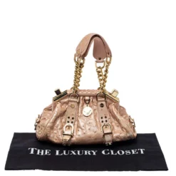 Versace Peach Ostrich Frame Satchel For Women -Versace Official Website luxury women versace used handbags p383854 007