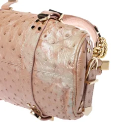 Versace Peach Ostrich Frame Satchel For Women -Versace Official Website luxury women versace used handbags p383854 012