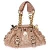 Versace Peach Ostrich Frame Satchel For Women