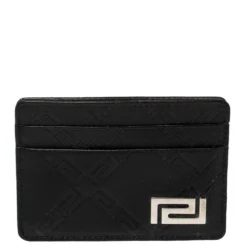 Versace Black Leather Card Holder For Women