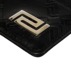 Versace Black Leather Card Holder For Women -Versace Official Website luxury women versace used handbags p384001 009