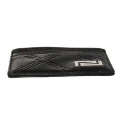 Versace Black Leather Card Holder For Women -Versace Official Website luxury women versace used handbags p384001 011