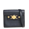 Versace Black Leather Medusa Buckle Flap Crossbody Bag For Women