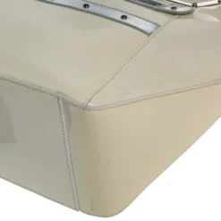 Versace Offf White/Silver Patent And Leather Hit Satchel For Women -Versace Official Website luxury women versace used handbags p386690 004