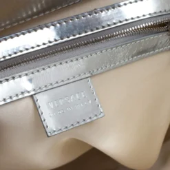 Versace Offf White/Silver Patent And Leather Hit Satchel For Women -Versace Official Website luxury women versace used handbags p386690 012