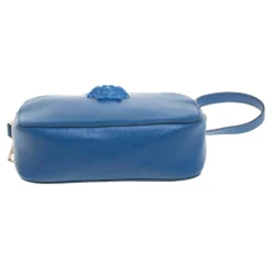 Versace Blue Leather Palazzo Medusa Camera Crossbody Bag For Women -Versace Official Website luxury women versace used handbags p387048 002