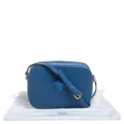 Versace Blue Leather Palazzo Medusa Camera Crossbody Bag For Women -Versace Official Website luxury women versace used handbags p387048 006
