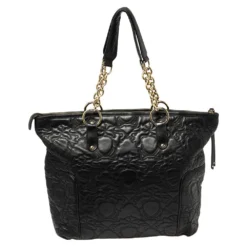 Versace Black Monogram Quilted Leather Top Zip Tote For Women -Versace Official Website luxury women versace used handbags p387393 001