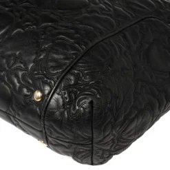 Versace Black Monogram Quilted Leather Top Zip Tote For Women -Versace Official Website luxury women versace used handbags p387393 009