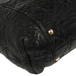 Versace Black Monogram Quilted Leather Top Zip Tote For Women -Versace Official Website luxury women versace used handbags p387393 012