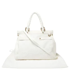 Versace White Leather Medusa Embossed Satchel For Women -Versace Official Website luxury women versace used handbags p389332 002