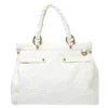 Versace White Leather Medusa Embossed Satchel For Women