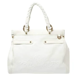 Versace White Leather Medusa Embossed Satchel For Women
