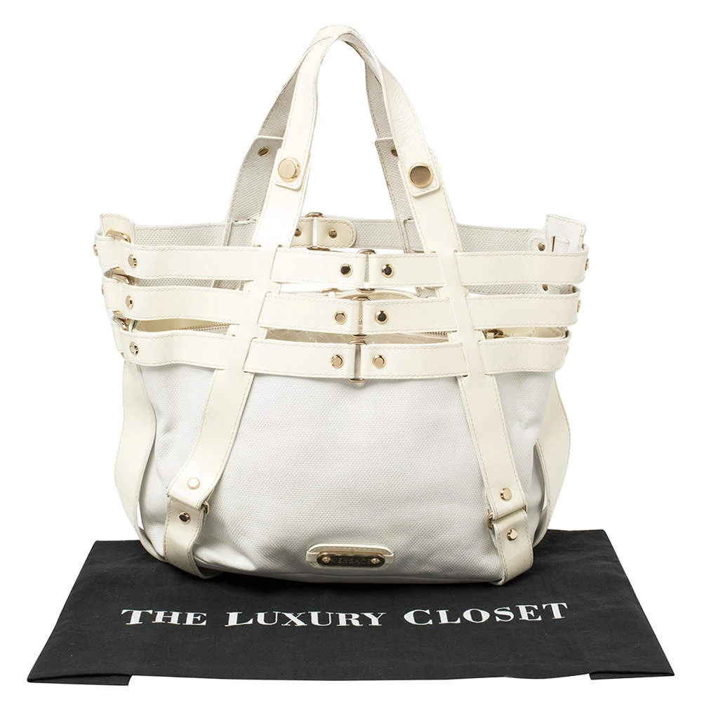 Versace White/Ivory Patent And Leather Cutout Tote For Women 17 Versace White/Ivory Patent And Leather Cutout Tote For Women - Image 17