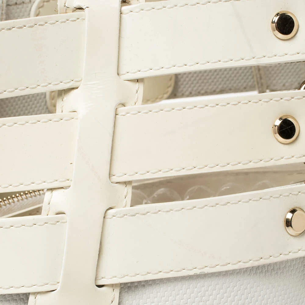 Versace White/Ivory Patent And Leather Cutout Tote For Women 6 Versace White/Ivory Patent And Leather Cutout Tote For Women - Image 6