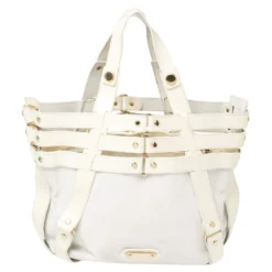 Versace White/Ivory Patent And Leather Cutout Tote For Women
