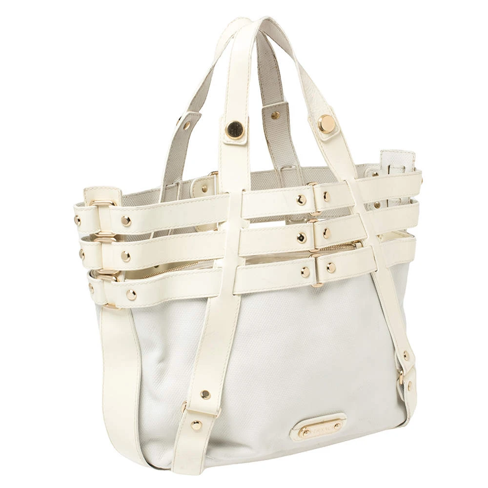 Versace White/Ivory Patent And Leather Cutout Tote For Women 3 Versace White/Ivory Patent And Leather Cutout Tote For Women - Image 3