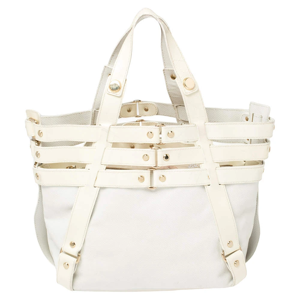 Versace White/Ivory Patent And Leather Cutout Tote For Women 4 Versace White/Ivory Patent And Leather Cutout Tote For Women - Image 4