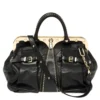 Versace Black Leather Studded Reve Frame Satchel For Women