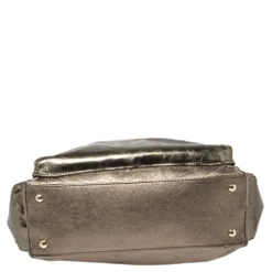 Versace Metallic Bronze Leather Pocket Shoulder Bag For Women -Versace Official Website luxury women versace used handbags p392611 001