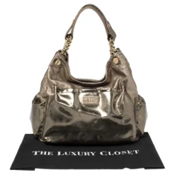 Versace Metallic Bronze Leather Pocket Shoulder Bag For Women -Versace Official Website luxury women versace used handbags p392611 007